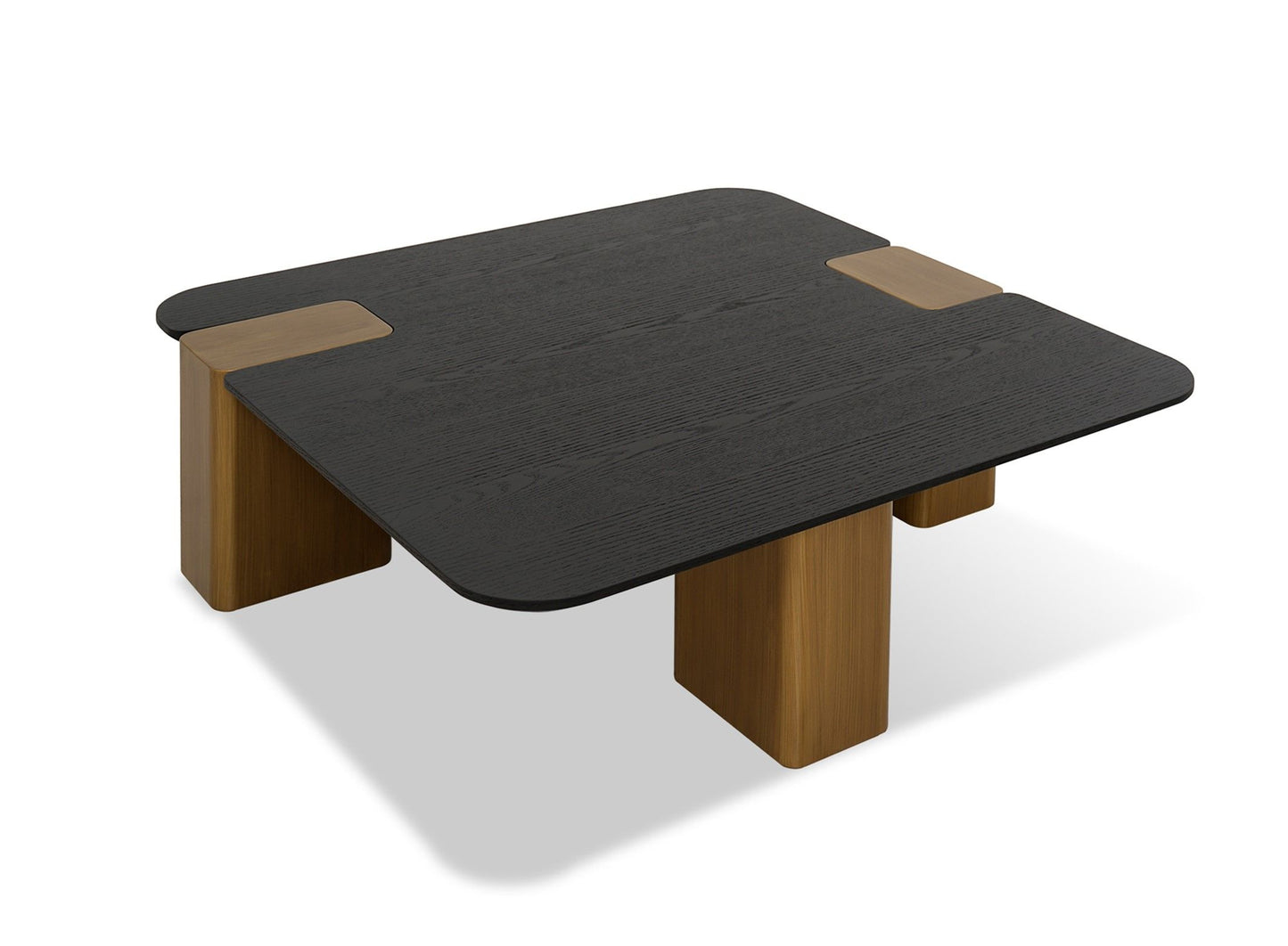 Modrest Harold - Modern Black + Brushed Gold Oak Square Coffee Table Set