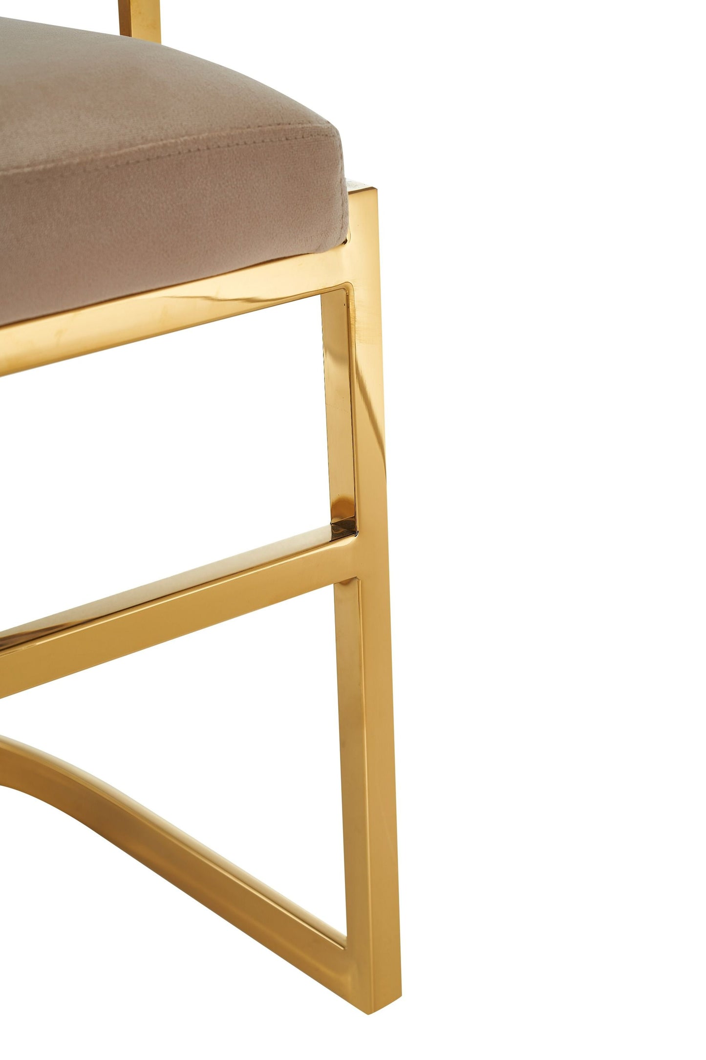 Modrest Munith - Modern Beige Velvet + Gold Dining Chair - Elegant and Luxurious Dining Seating