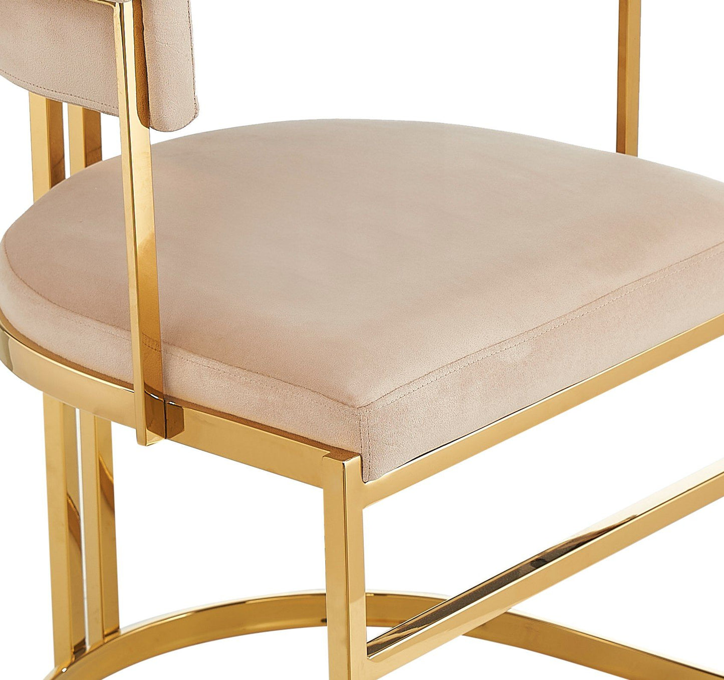 Modrest Munith - Modern Beige Velvet + Gold Dining Chair - Elegant and Luxurious Dining Seating