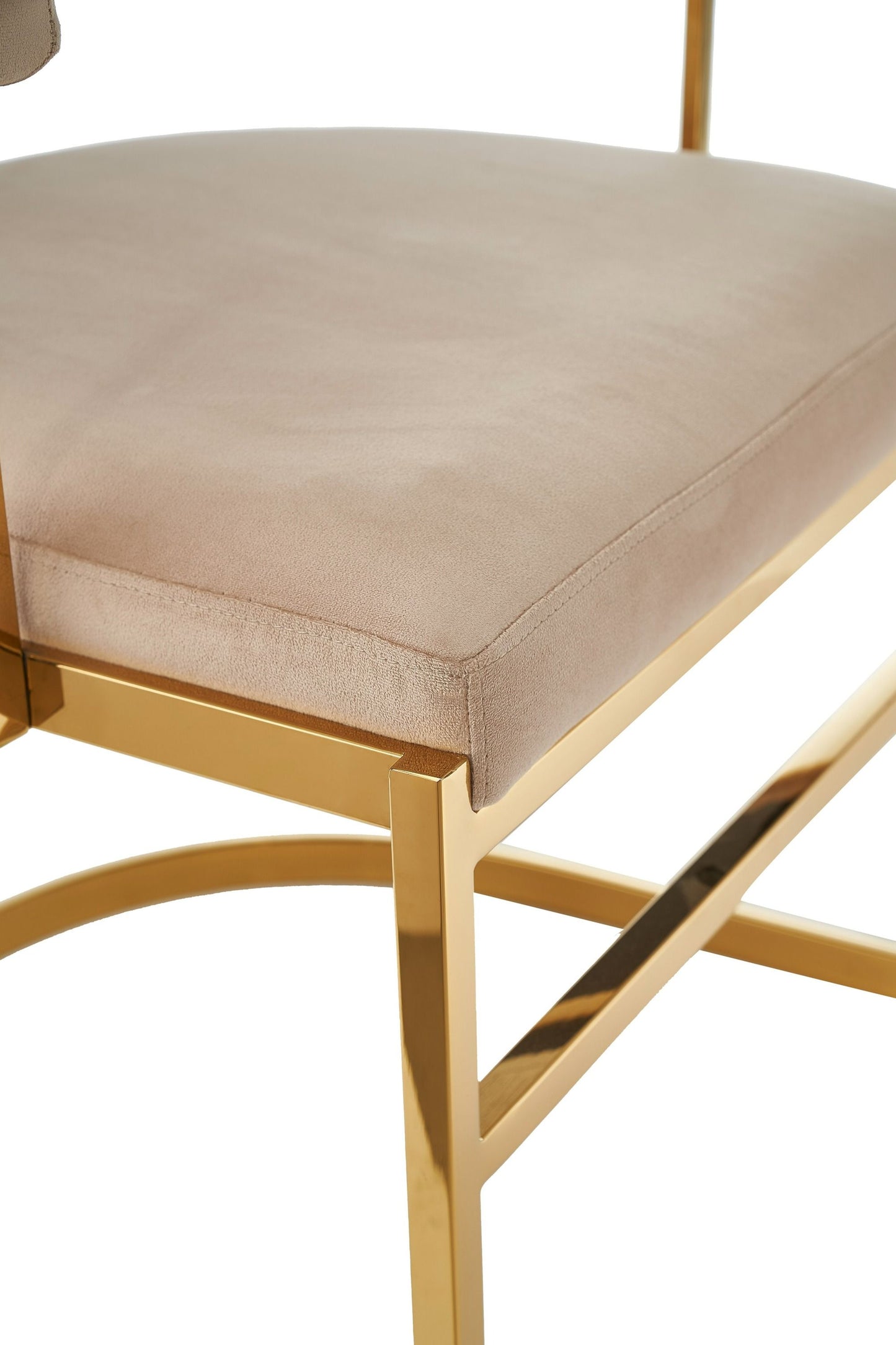 Modrest Munith - Modern Beige Velvet + Gold Dining Chair - Elegant and Luxurious Dining Seating