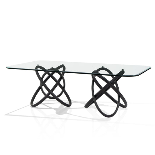 Modrest Mason Modern Glass & Black Ash Dining Table - Sleek and Elegant Dining Experience