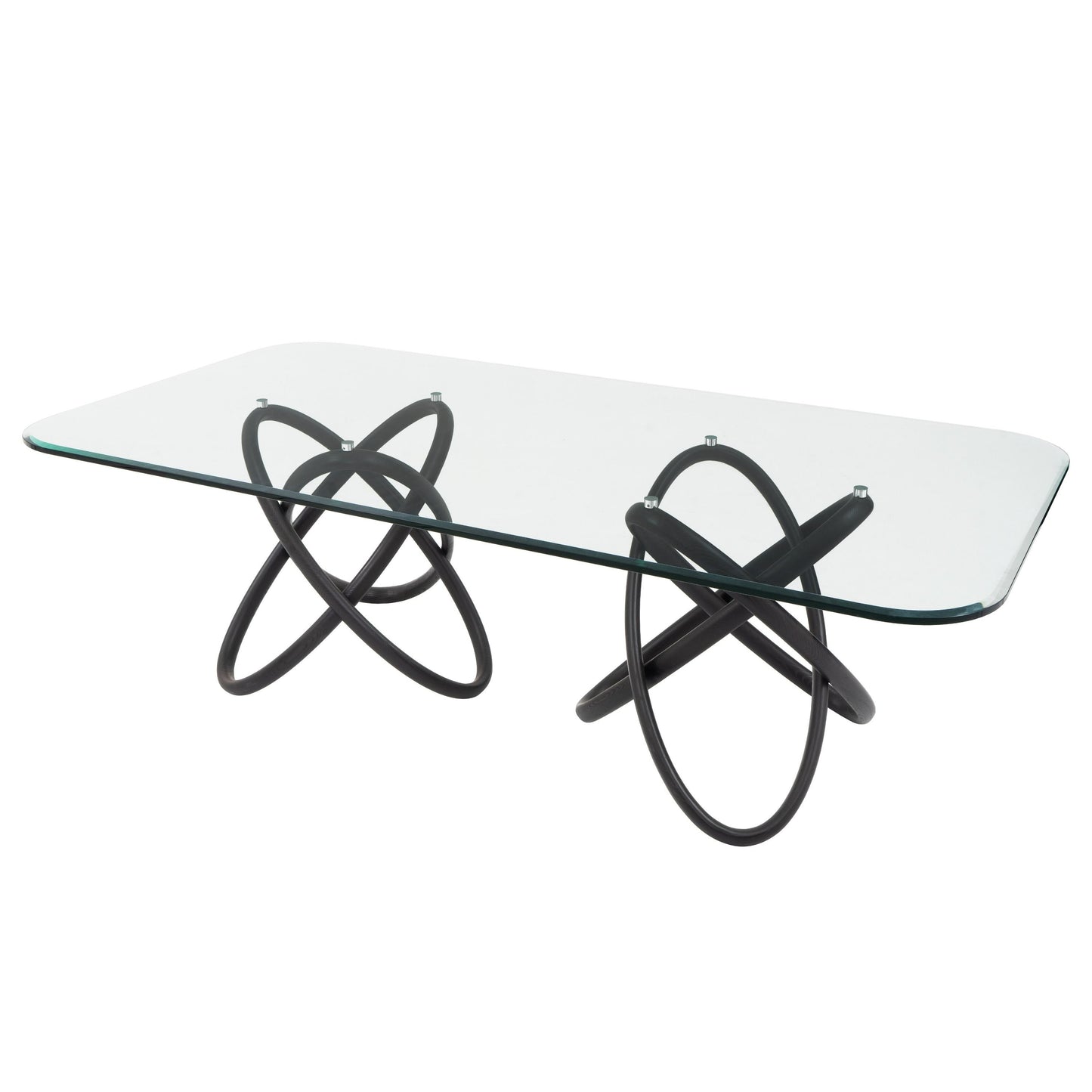Modrest Mason Modern Glass & Black Ash Dining Table - Sleek and Elegant Dining Experience
