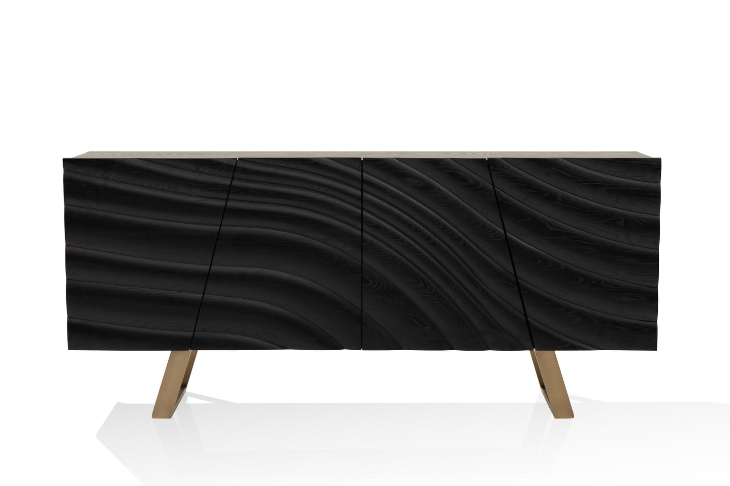 Modrest Finley Mid-Century Black & Gold Buffet - Timeless Elegance with Sleek Black Finish and Luxurious Gold Accents for Modern Dining Spaces