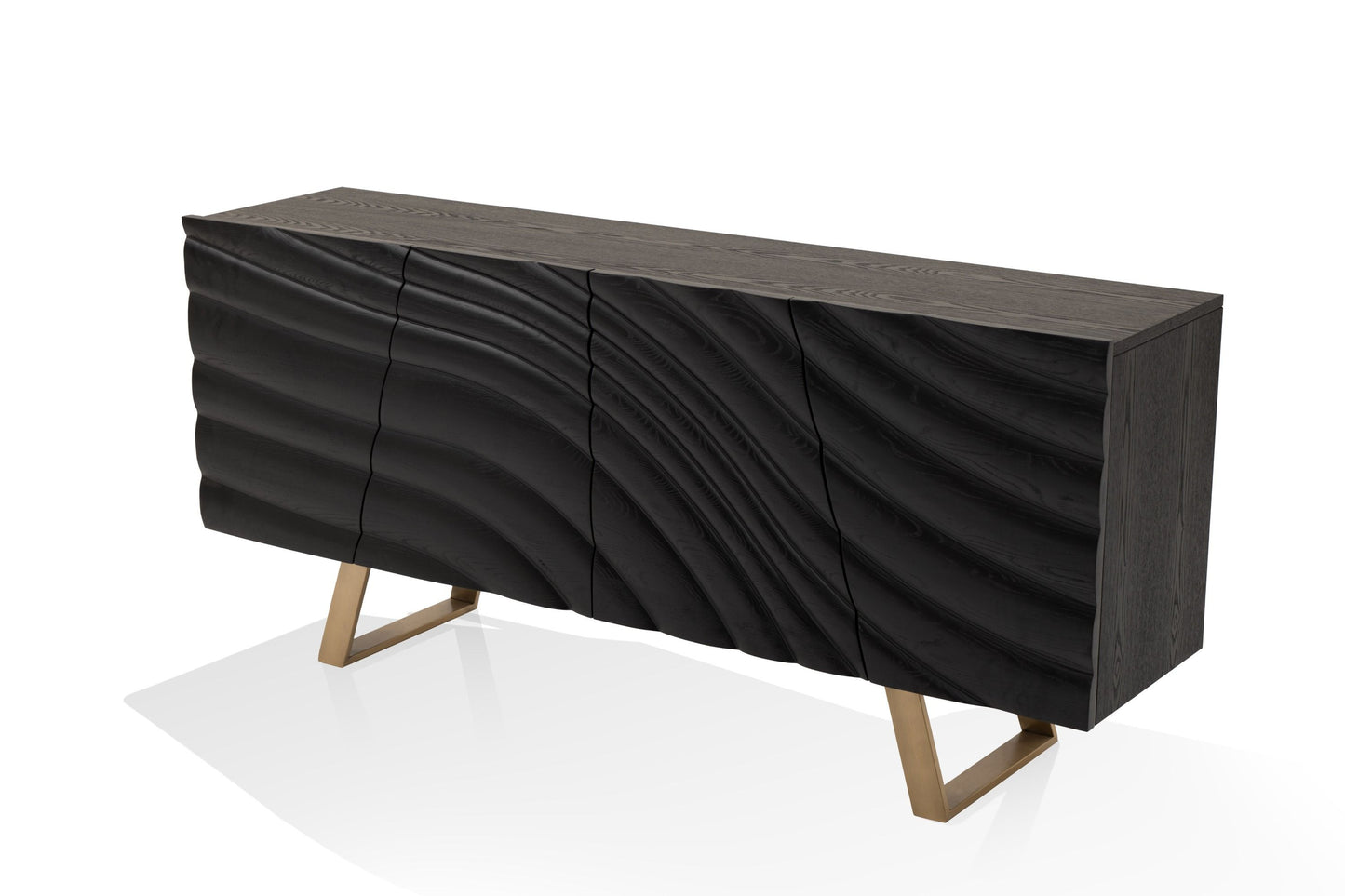 Modrest Finley Mid-Century Black & Gold Buffet - Timeless Elegance with Sleek Black Finish and Luxurious Gold Accents for Modern Dining Spaces