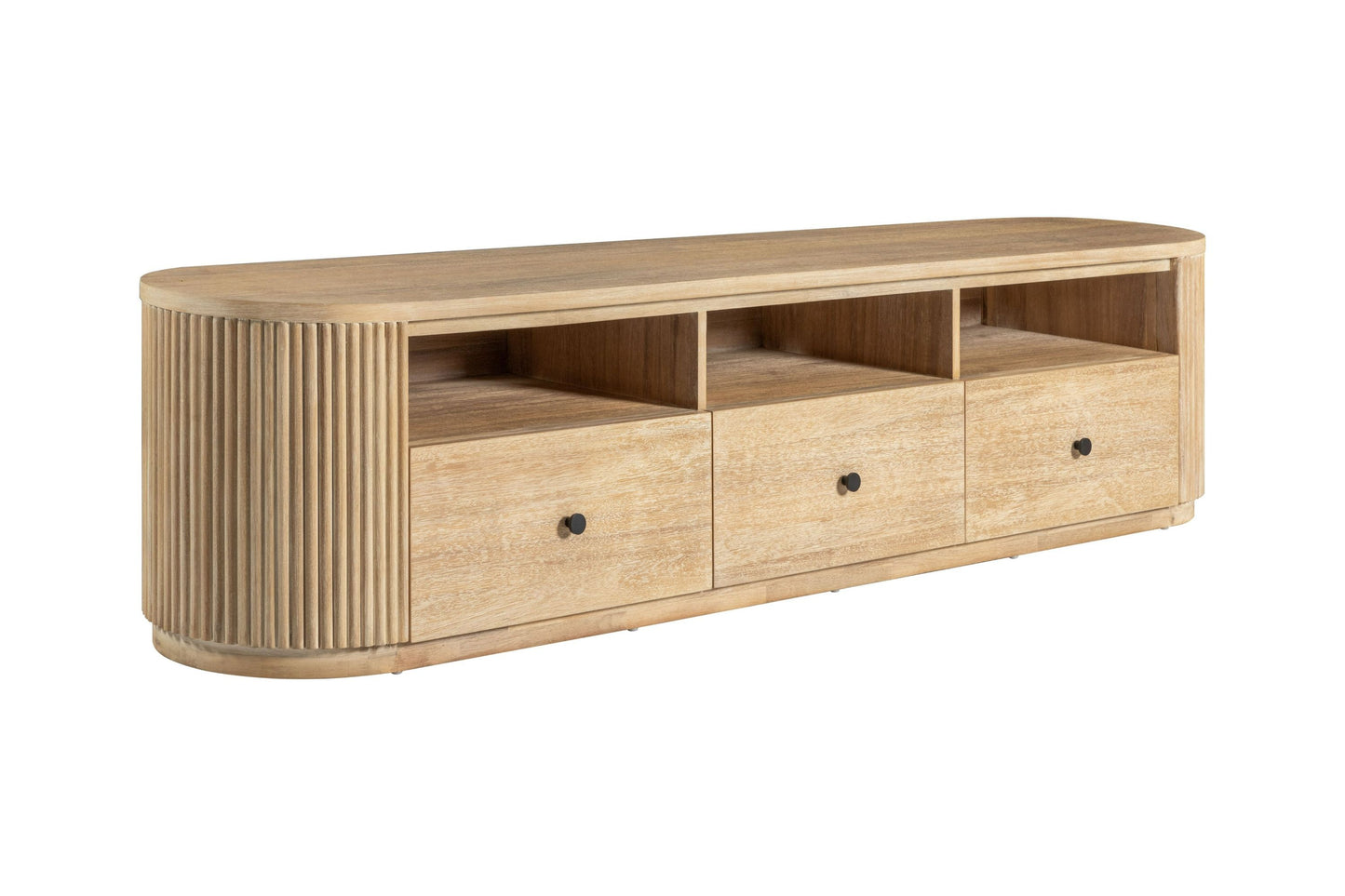 Modrest Jacobson Modern Natural Acacia TV Stand - Stylish and Functional Storage for a Contemporary Living Room