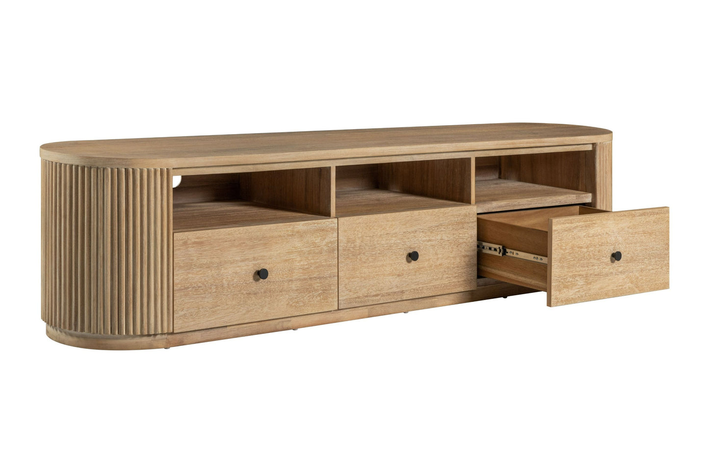 Modrest Jacobson Modern Natural Acacia TV Stand - Stylish and Functional Storage for a Contemporary Living Room