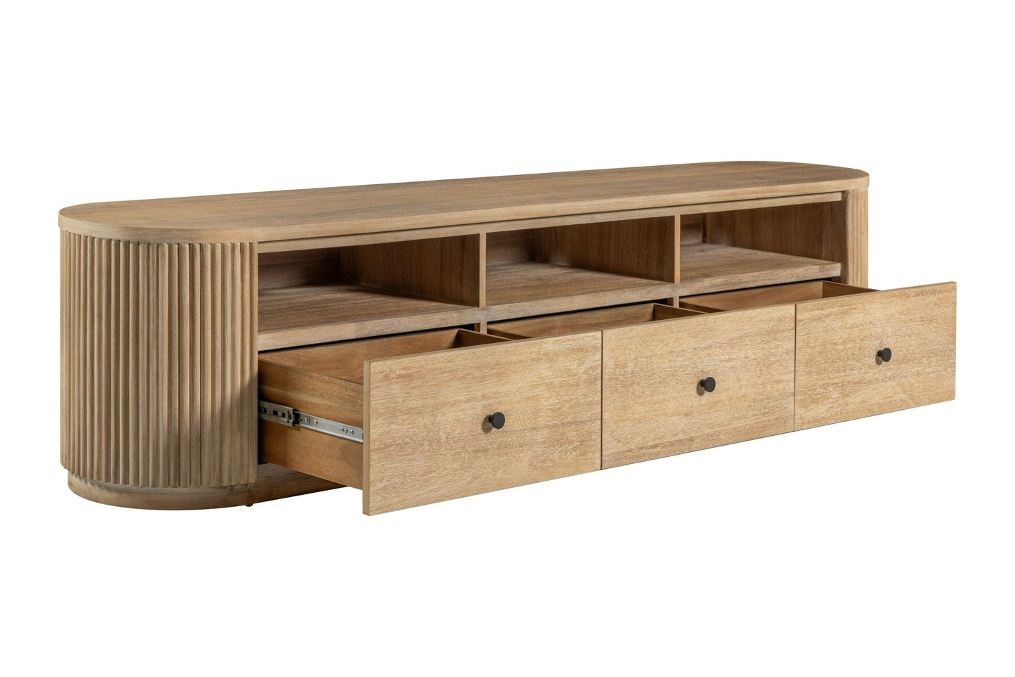 Modrest Jacobson Modern Natural Acacia TV Stand - Stylish and Functional Storage for a Contemporary Living Room