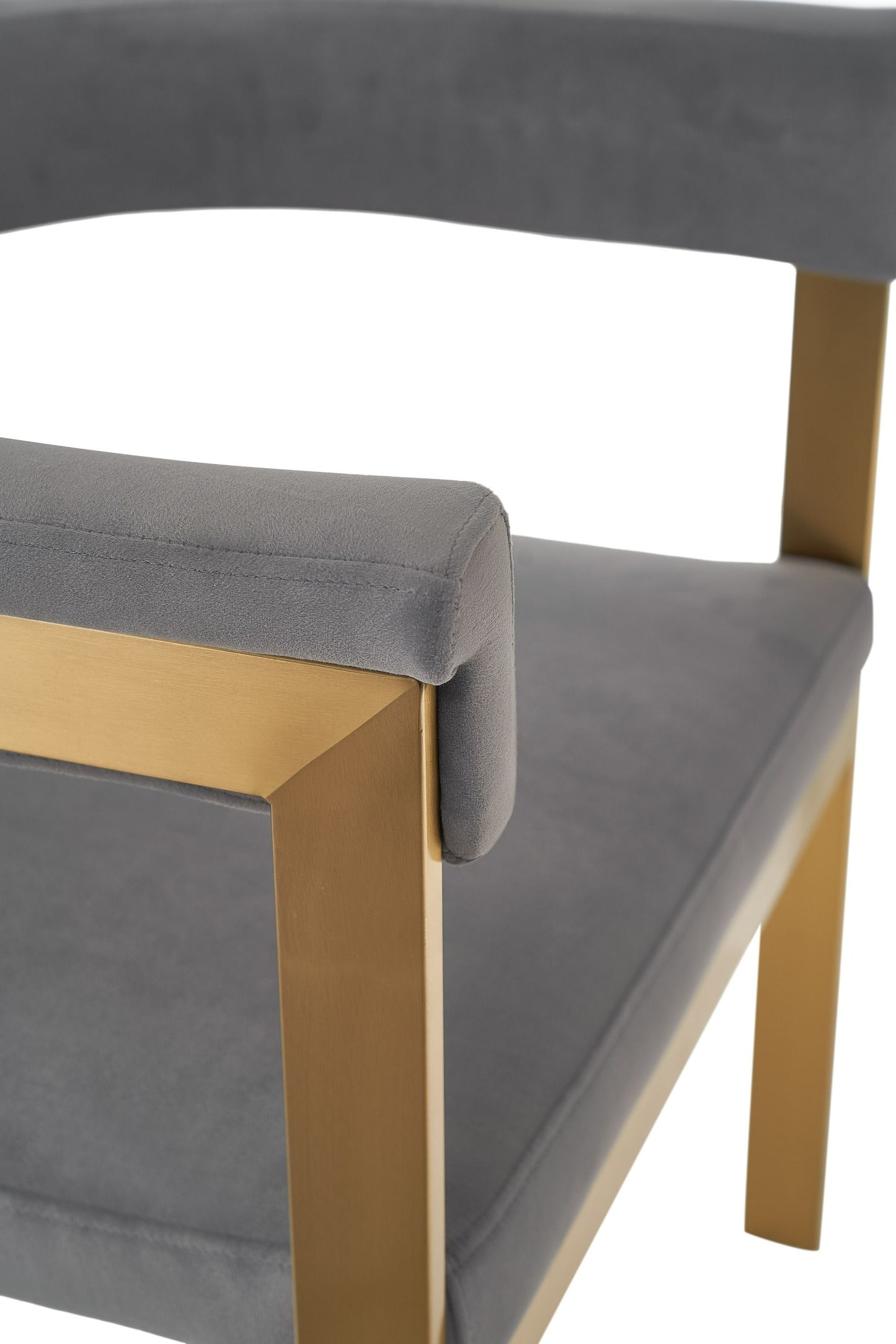 Modrest Pontiac Modern Grey Velvet and Champagne Gold Dining Chair β A Glamorous Fusion of Luxurious Comfort and Contemporary Design