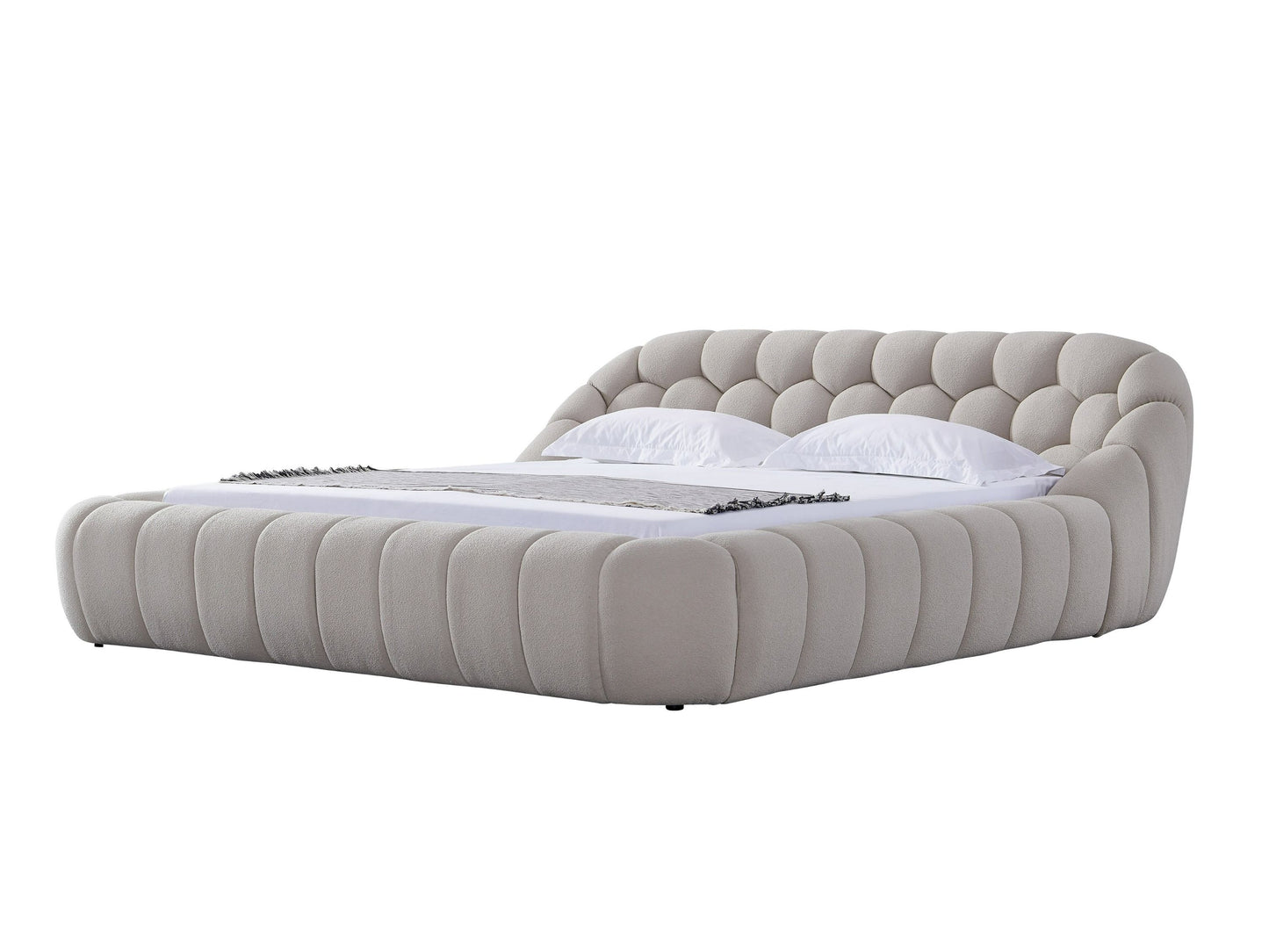 Divani Casa Yolonda Modern Beige Fabric Bed for a Cozy and Elegant Bedroom Retreat