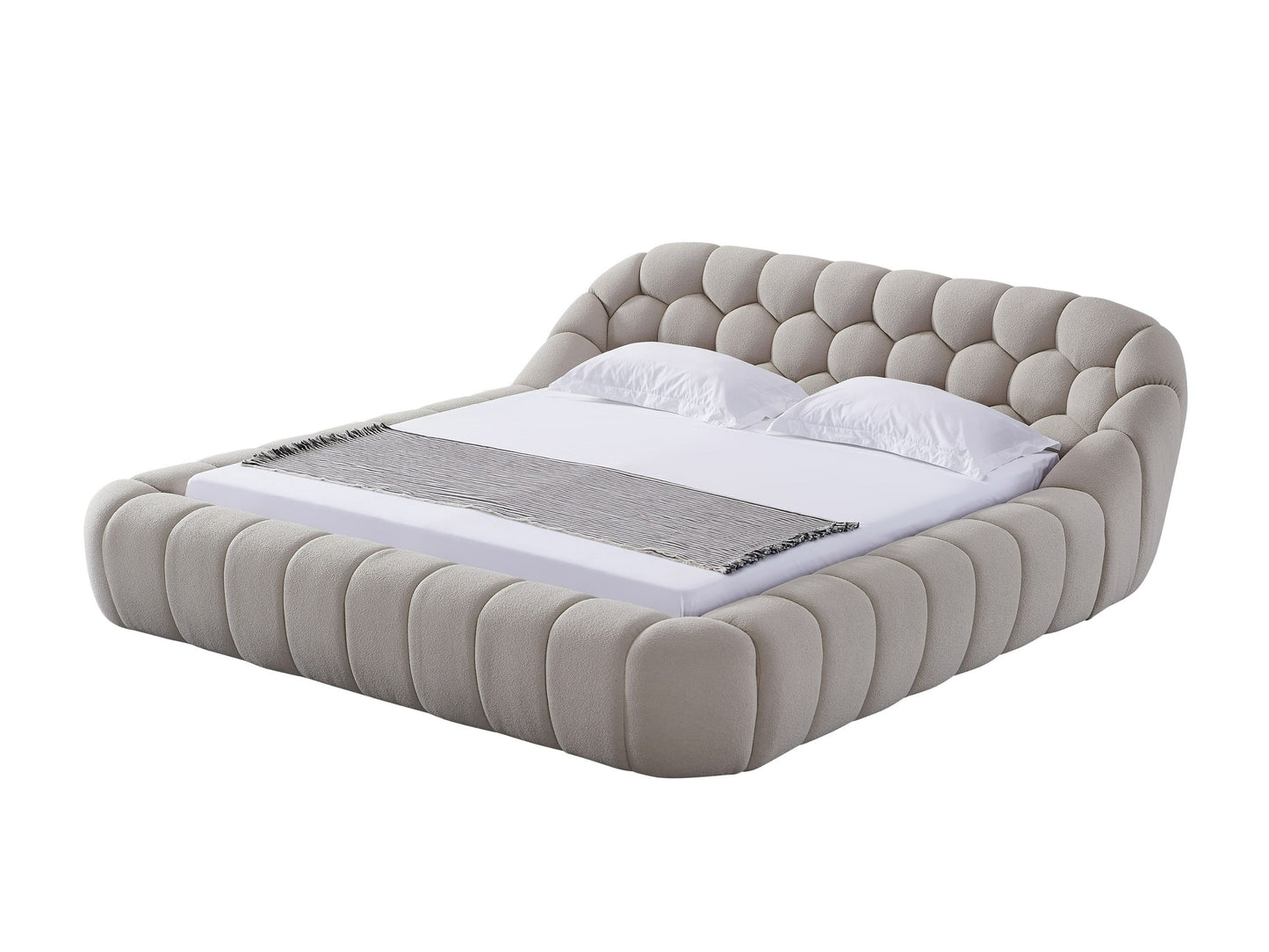 Divani Casa Yolonda Modern Beige Fabric Bed for a Cozy and Elegant Bedroom Retreat