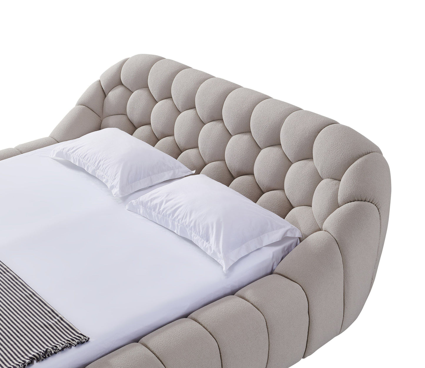 Divani Casa Yolonda Modern Beige Fabric Bed for a Cozy and Elegant Bedroom Retreat