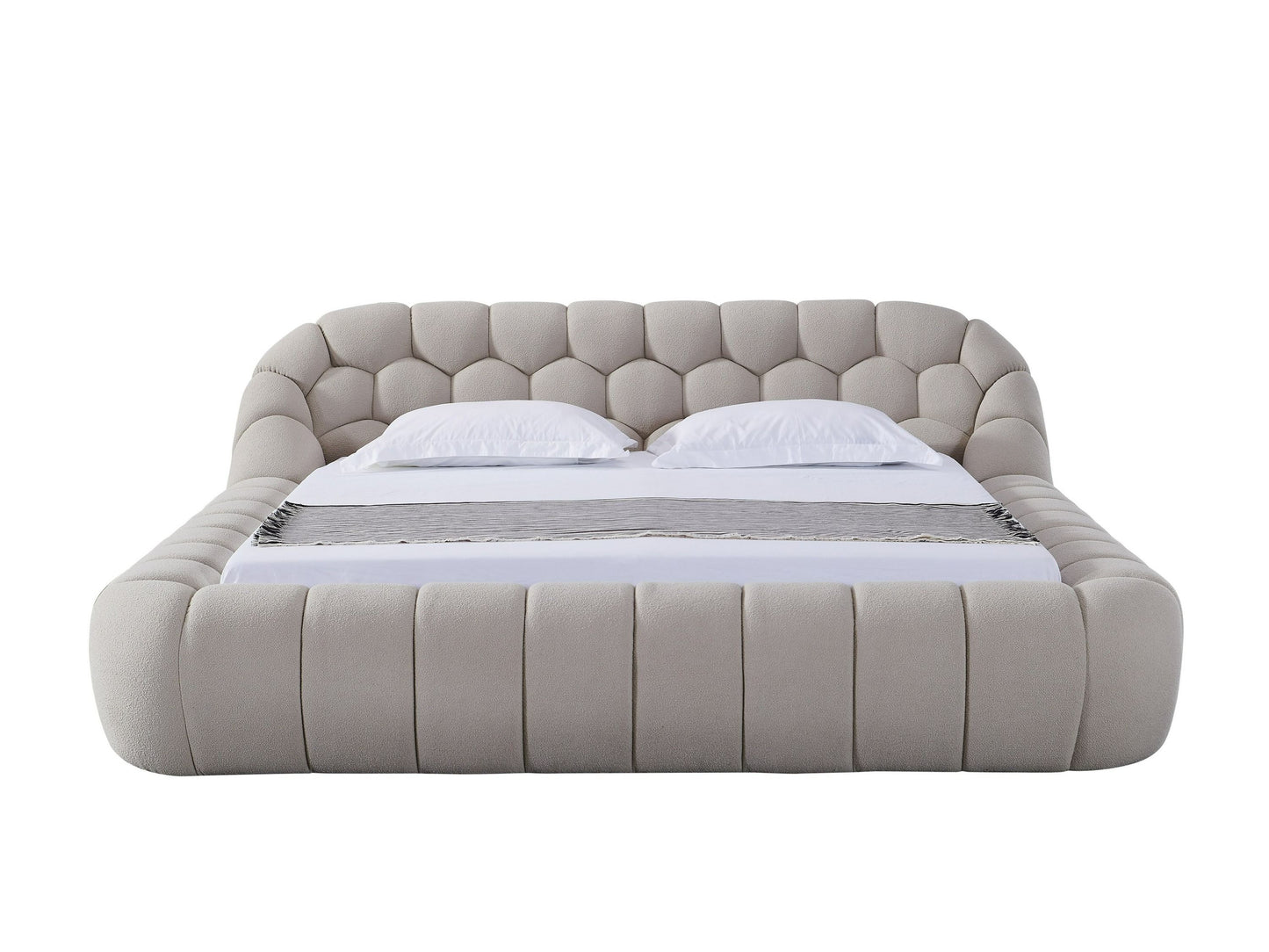 Divani Casa Yolonda Modern Beige Fabric Bed for a Cozy and Elegant Bedroom Retreat