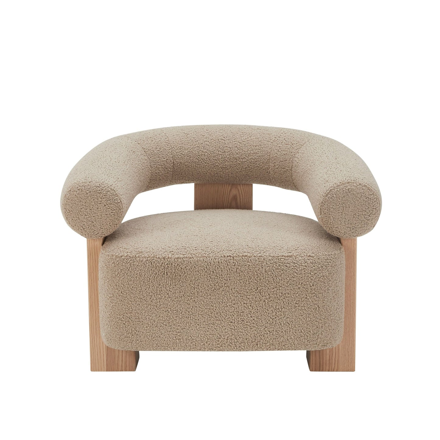 Modrest Alamo Modern Beige Faux Sheepskin and Oak Accent Chair β A Cozy Blend of Contemporary Design and Natural Warmth
