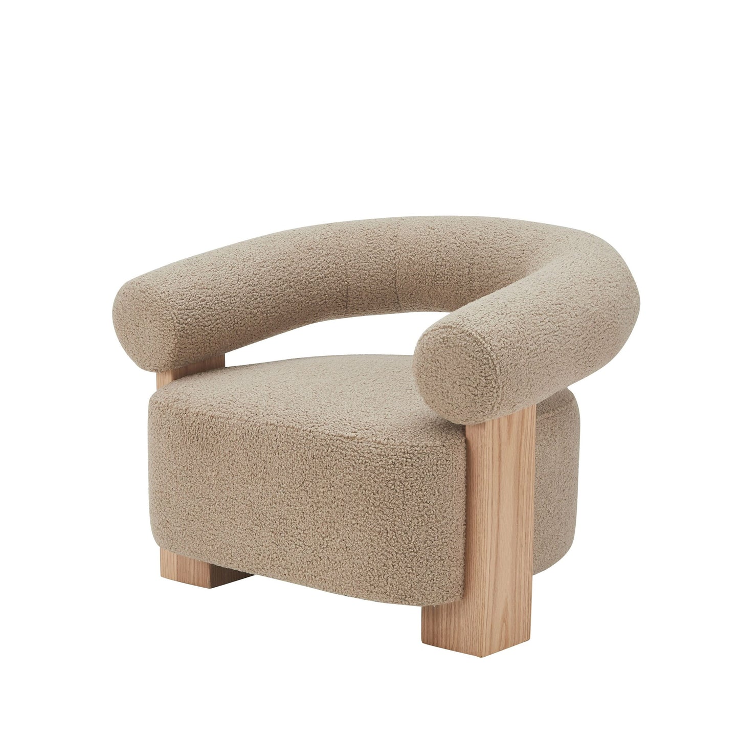 Modrest Alamo Modern Beige Faux Sheepskin and Oak Accent Chair β A Cozy Blend of Contemporary Design and Natural Warmth