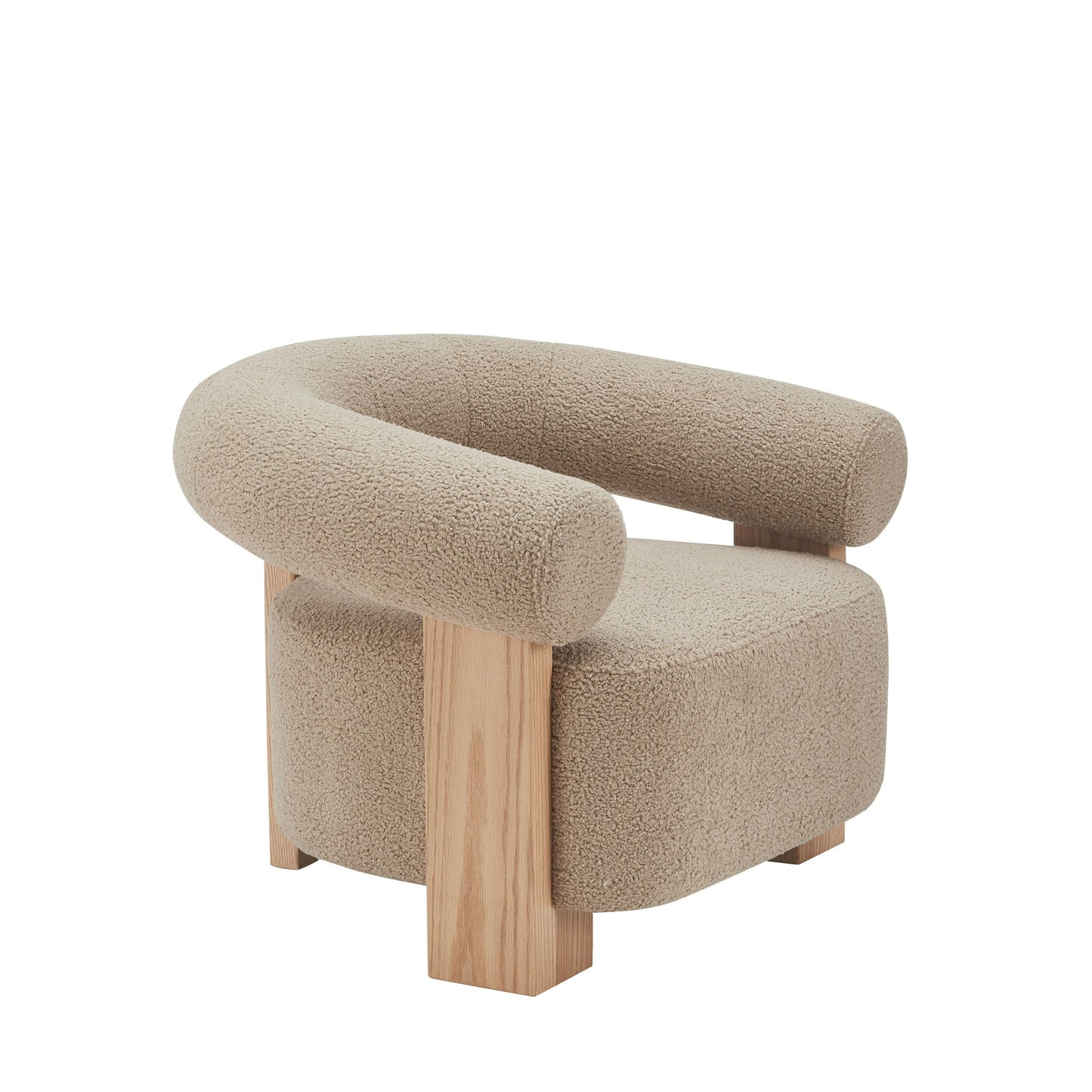 Modrest Alamo Modern Beige Faux Sheepskin and Oak Accent Chair β A Cozy Blend of Contemporary Design and Natural Warmth