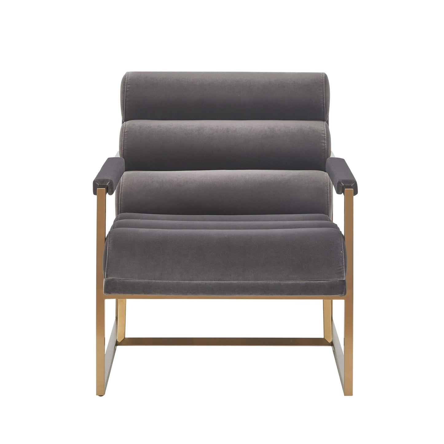 Modrest Anton Modern Grey Velvet and Brass Accent Chair β A Stunning Fusion of Luxurious Comfort and Contemporary Elegance