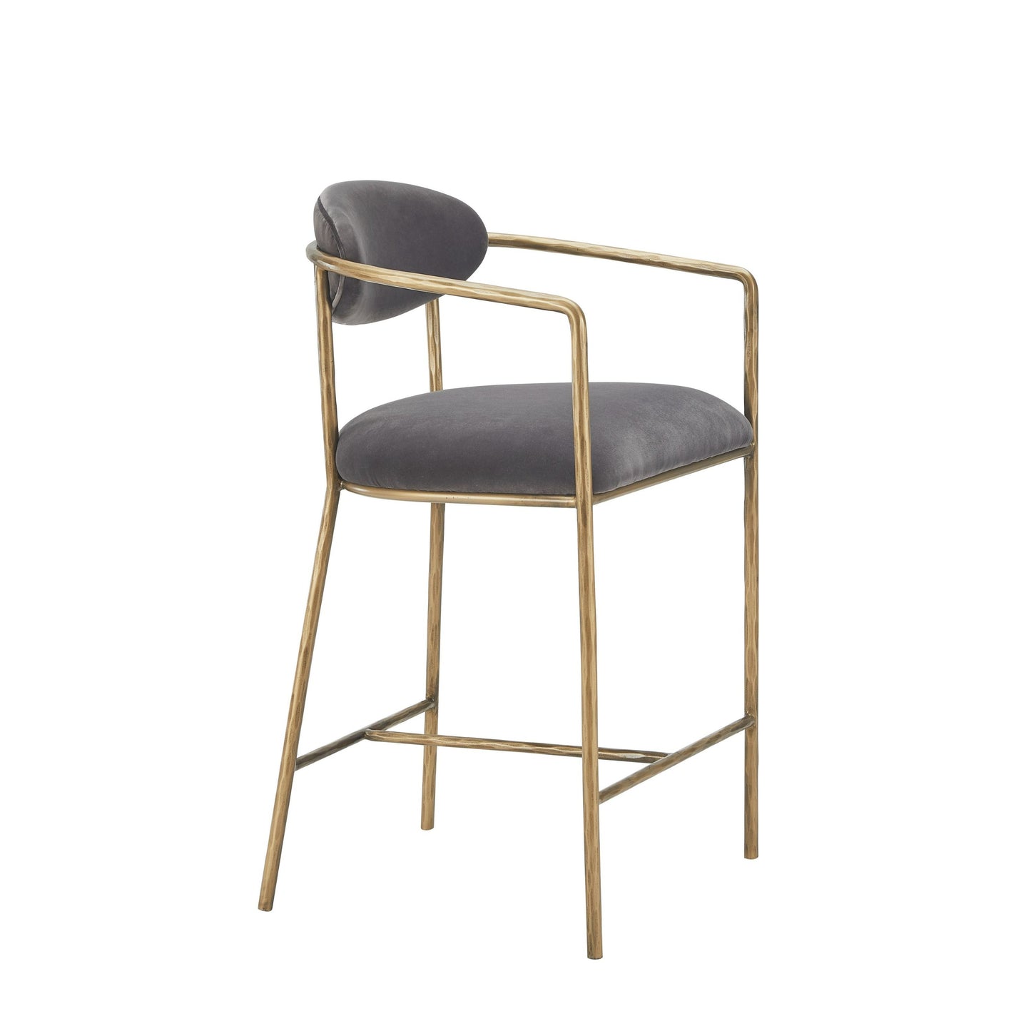 Modrest Baird - Modern Grey Velvet + Brass Counter Chair