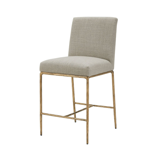 Modrest Beasley - Modern Beige Linen + Brass Counter Chair