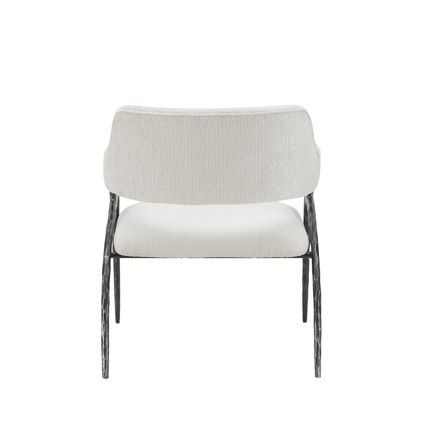 Modrest Ector Modern Off-White Fabric and Forged Metal Accent Chair – A Contemporary Statement Piece Combining Elegance and Durability