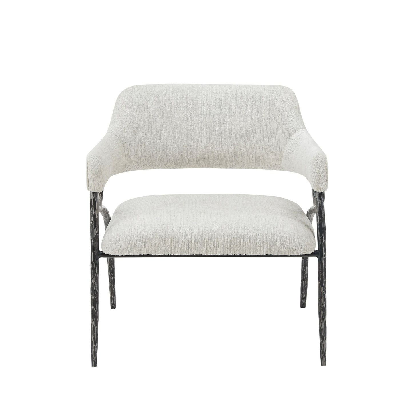 Modrest Ector Modern Off-White Fabric and Forged Metal Accent Chair – A Contemporary Statement Piece Combining Elegance and Durability