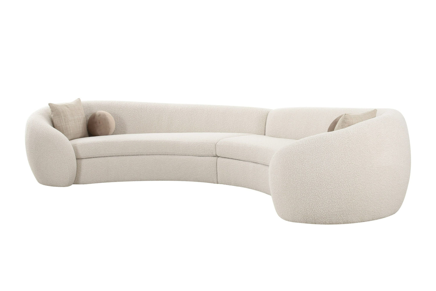 Modrest Kilmer Modern Off-White Curved Fabric Sectional Sofa - Sophisticated Comfort for Contemporary Living Rooms