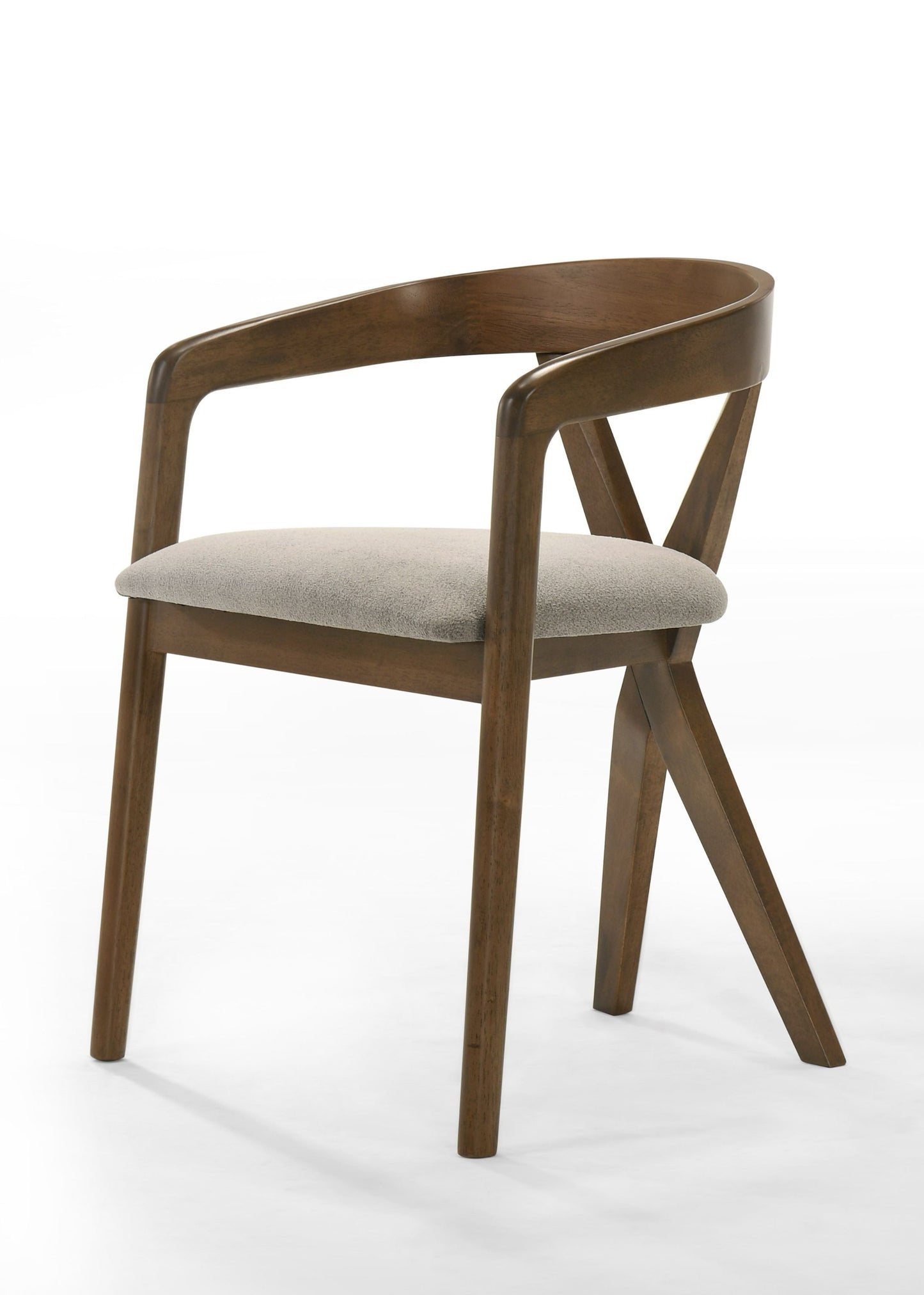 Modrest Weiss Mid-Century Modern Light Brown Fabric and Walnut Dining Chair for a Timeless and Elegant Dining Room Look