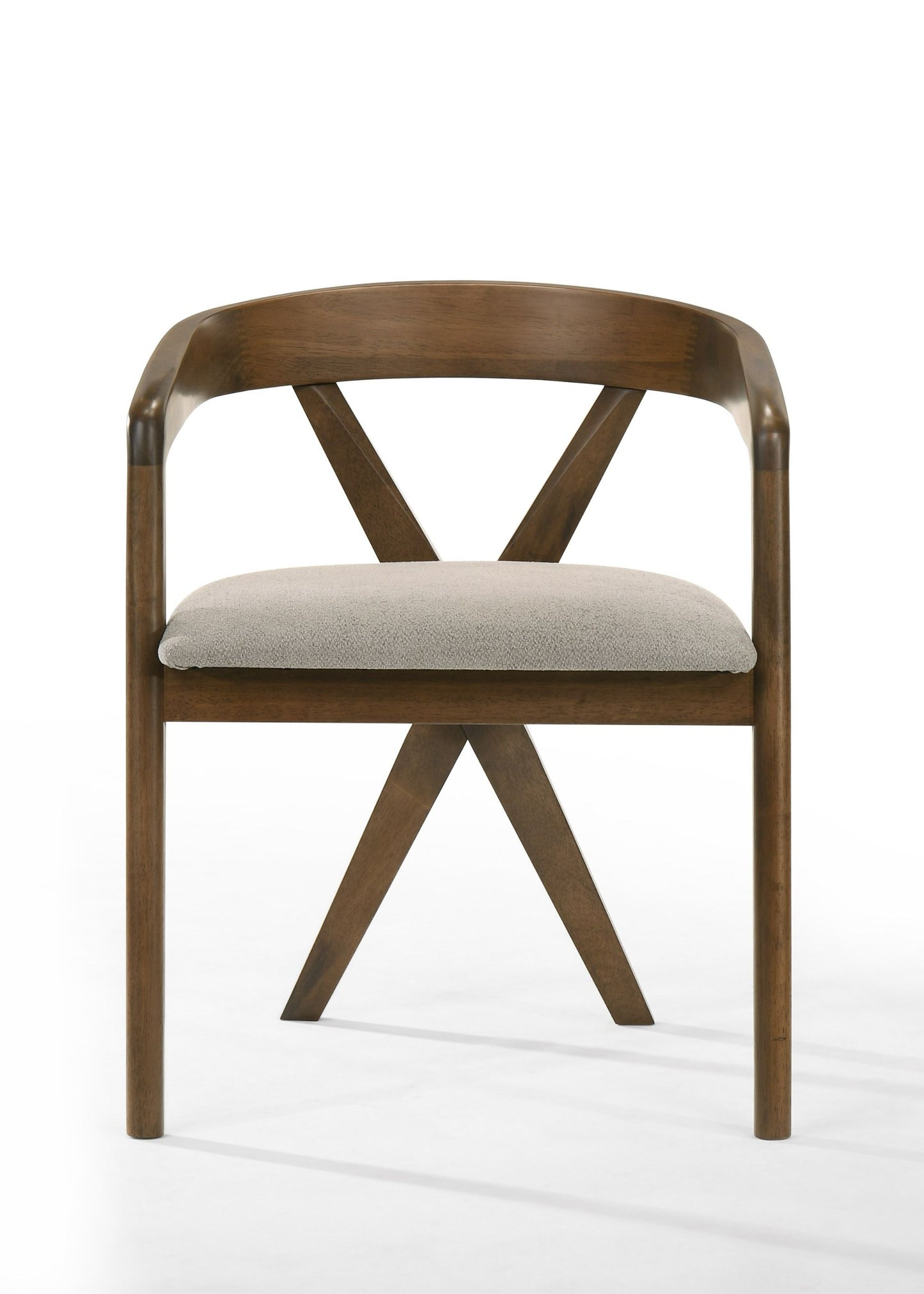 Modrest Weiss Mid-Century Modern Light Brown Fabric and Walnut Dining Chair for a Timeless and Elegant Dining Room Look