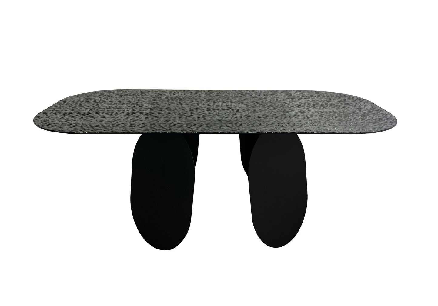 Modrest Maxine Modern Hammered Grey Glass Rectangular Dining Table - Elegant and Durable Dining Table for Contemporary Spaces