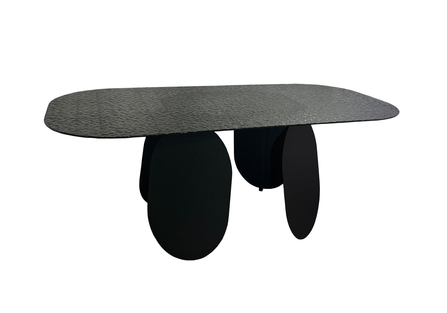 Modrest Maxine Modern Hammered Grey Glass Rectangular Dining Table - Elegant and Durable Dining Table for Contemporary Spaces