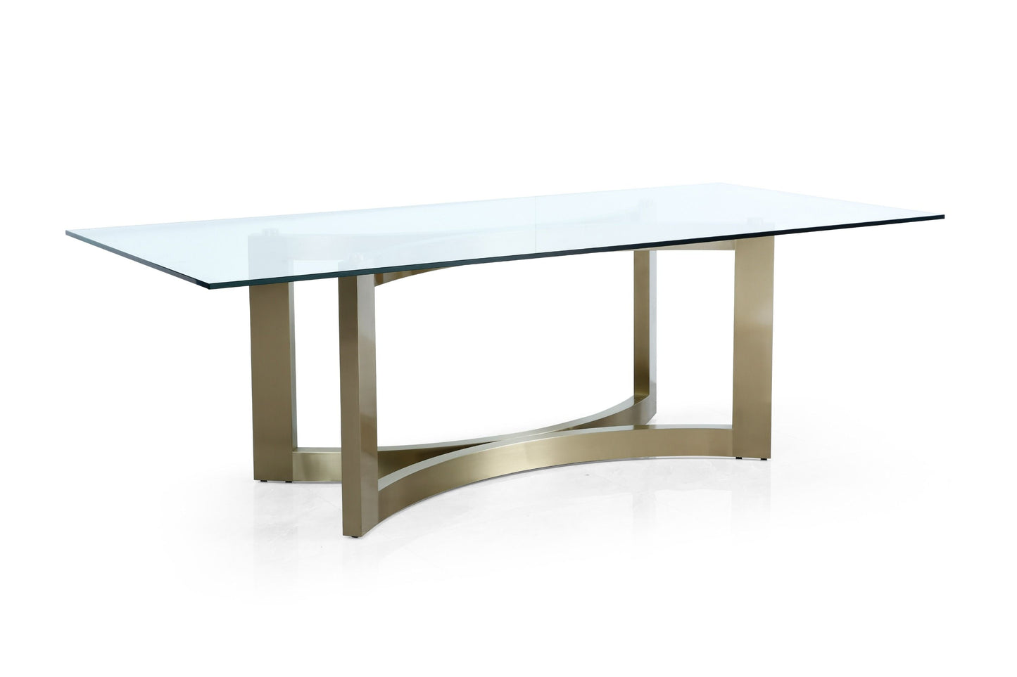 Modrest Mingus Modern Glass Brushed Brass Rectangular Dining Table A Striking Fusion of Sleek Glass and Bold Brushed Brass for Sophisticated Dining Spaces
