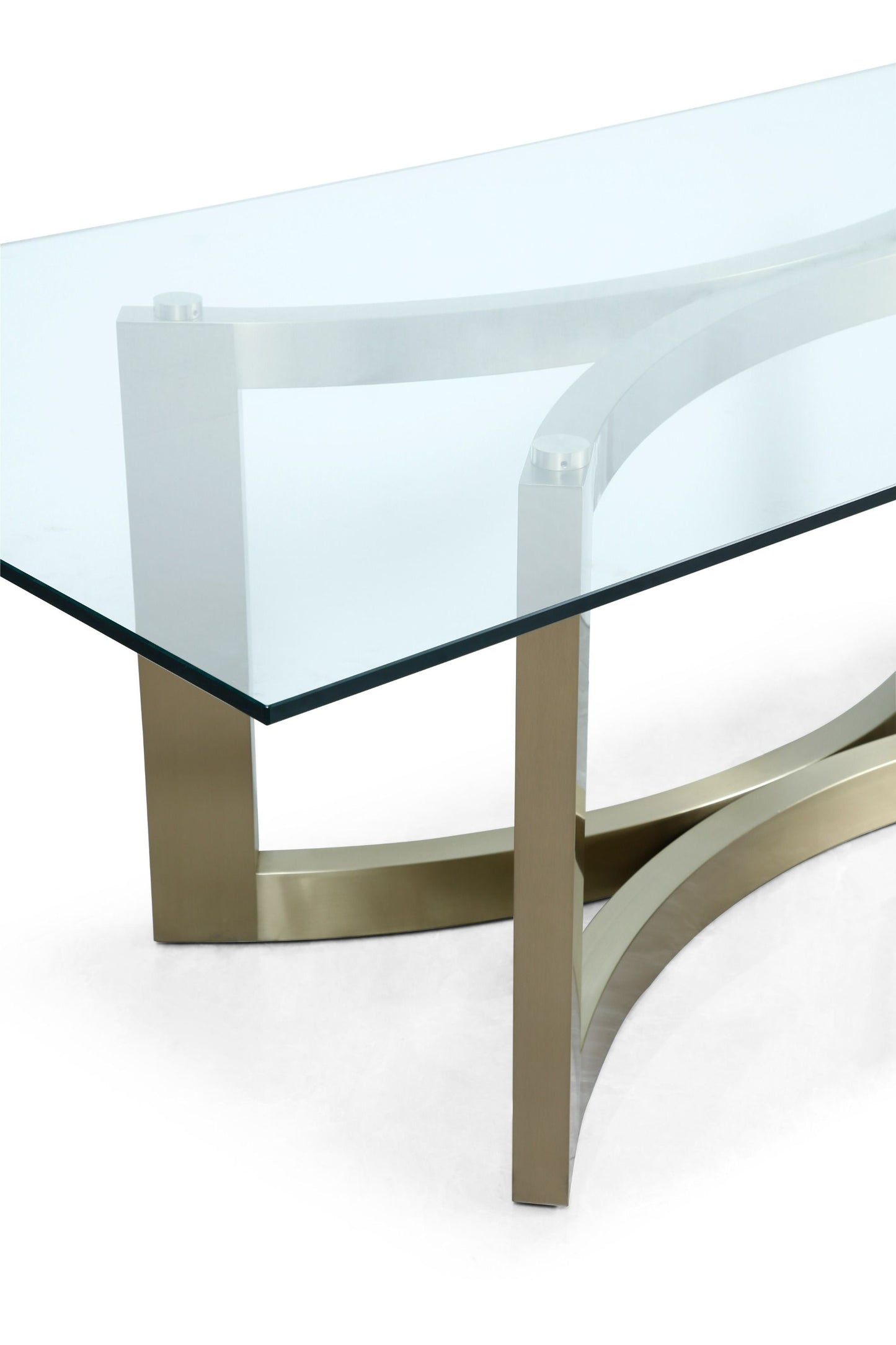 Modrest Mingus Modern Glass Brushed Brass Rectangular Dining Table A Striking Fusion of Sleek Glass and Bold Brushed Brass for Sophisticated Dining Spaces