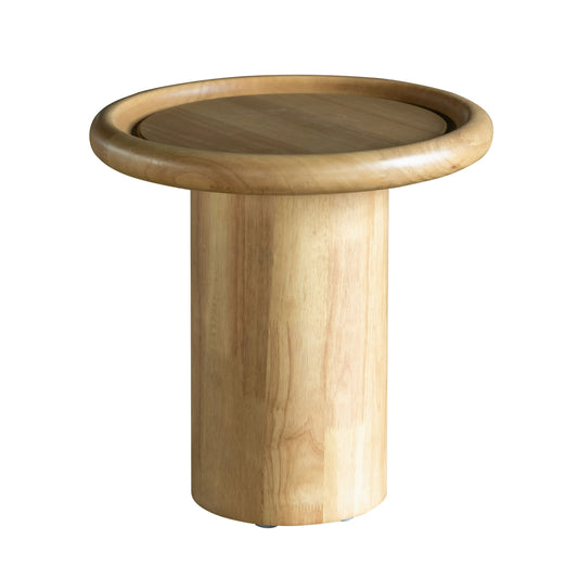 Modrest Electra Modern Round Rubberwood End Table β A Minimalist Masterpiece Combining Natural Warmth and Contemporary Design