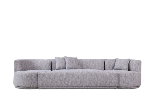 Divani Casa Beau - Modern Light Grey Fabric Sectional Sofa With 2 Swirling Chairs