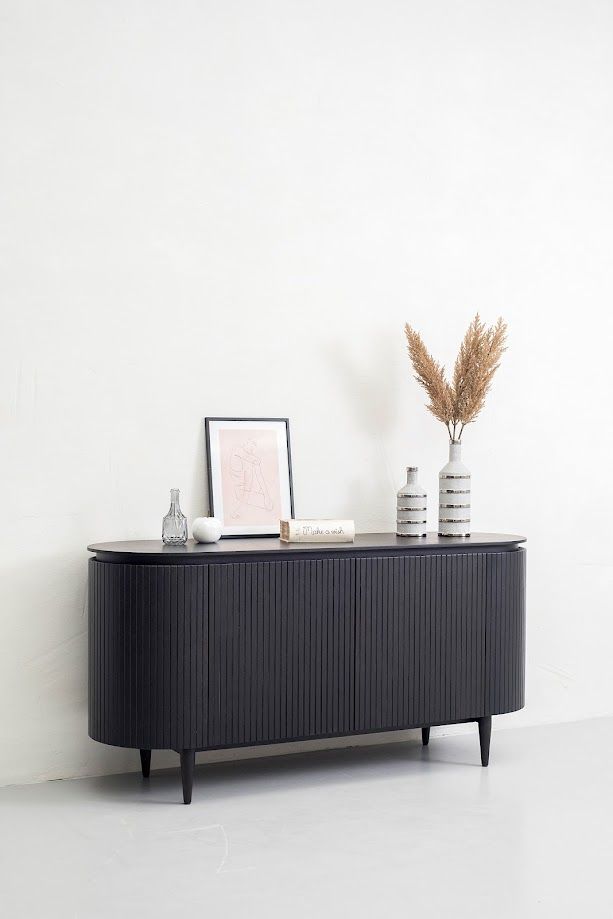 Modrest Miami Modern Black Oak Buffet - Sleek and Sophisticated Storage for Contemporary Dining Spaces