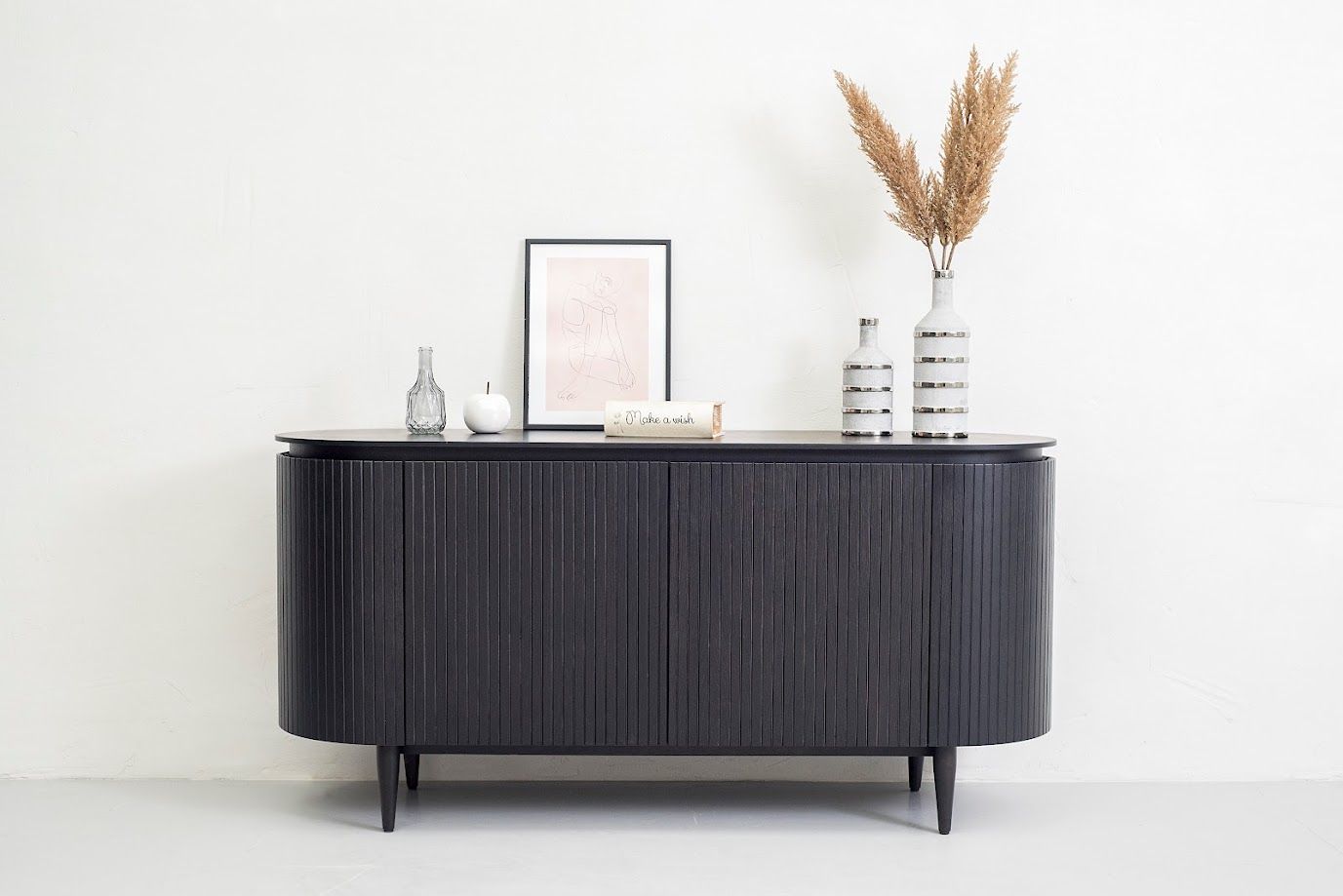 Modrest Miami Modern Black Oak Buffet - Sleek and Sophisticated Storage for Contemporary Dining Spaces