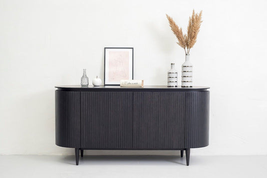 Modrest Miami Modern Black Oak Buffet - Sleek and Sophisticated Storage for Contemporary Dining Spaces