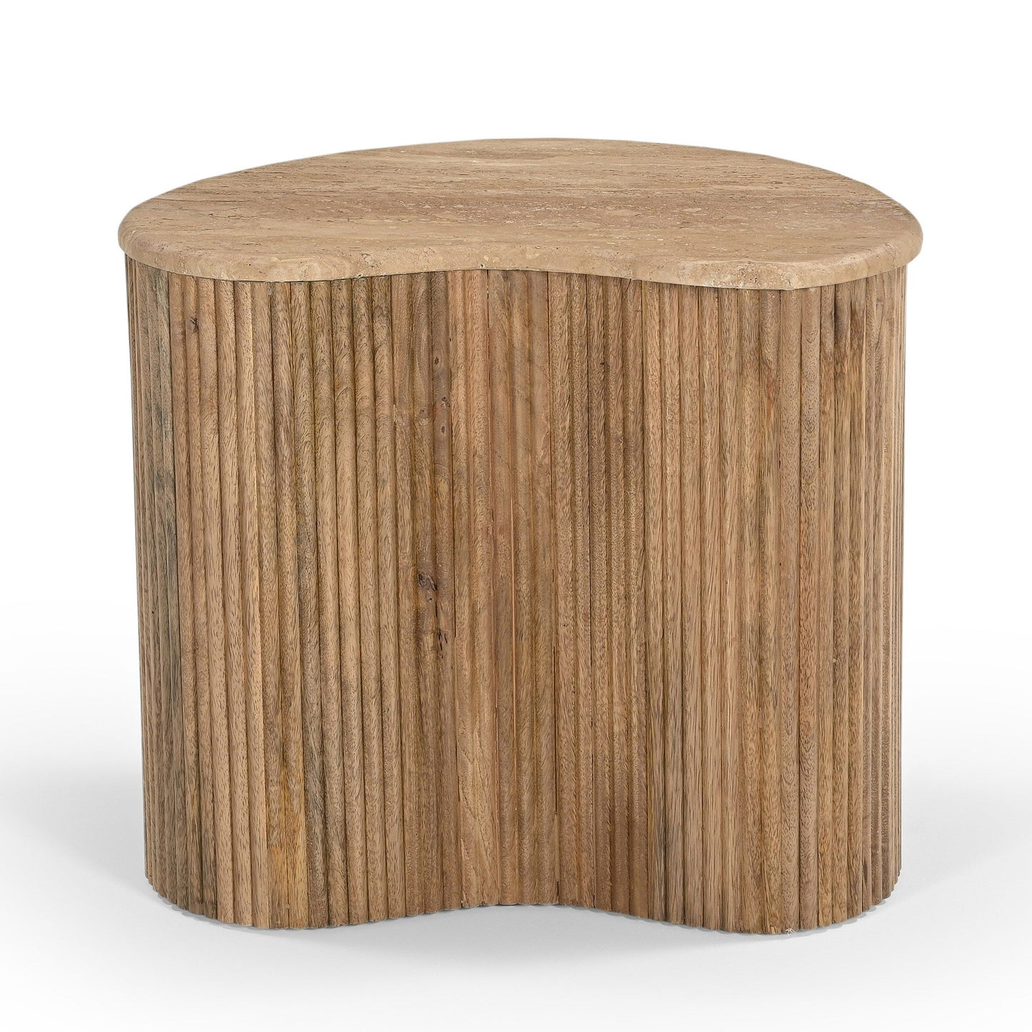 Modern Matador Modern Travertine Marble and Wood Freeform Coffee Table Set β A Stunning Blend of Organic Design and Contemporary Elegance.