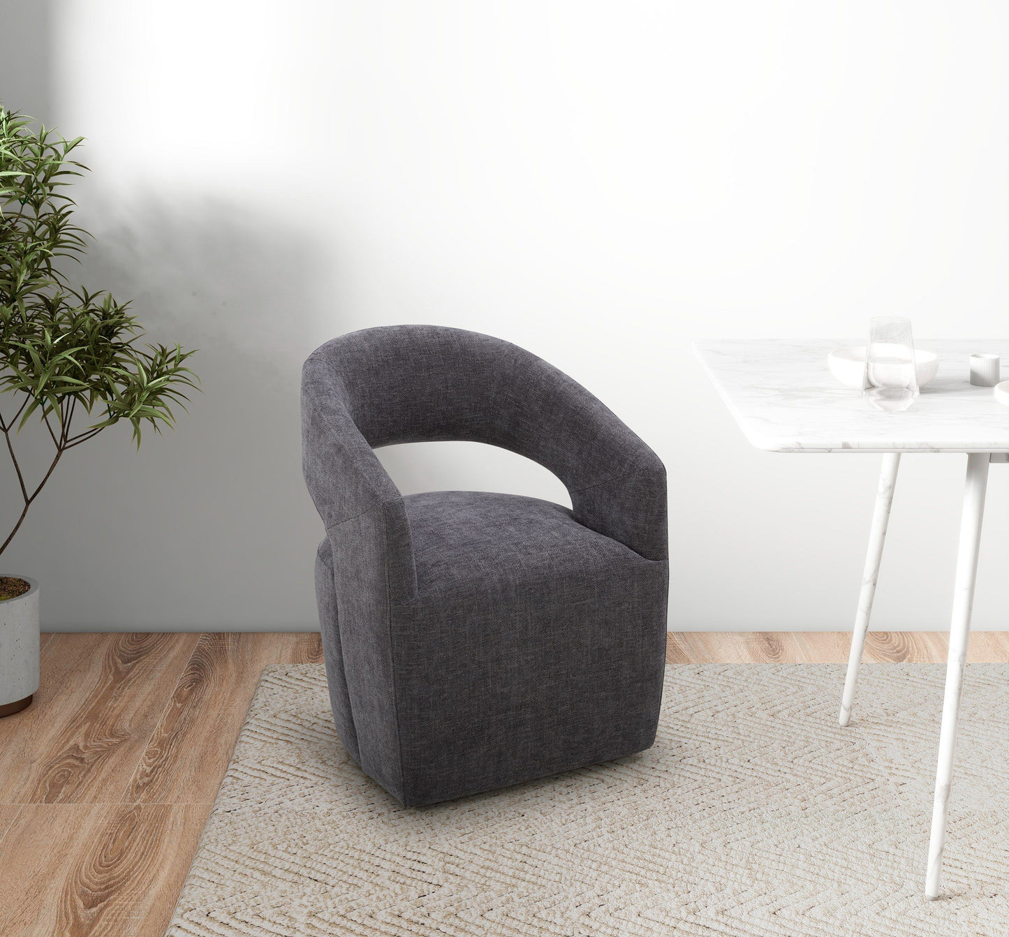 Modrest Angie Modern Dark Grey Fabric Accent Chair - Contemporary Comfort and Style for Elegant Living Spaces