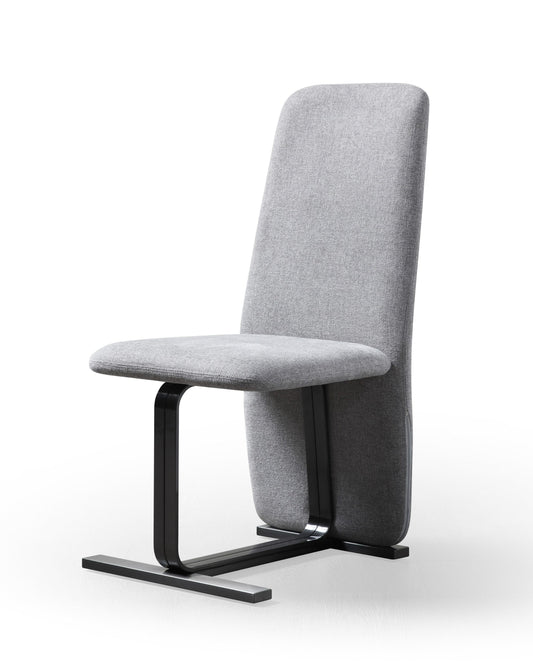 Modrest Tasha Modern Grey Linen + Brushed Gunmetal Dining Chair Set of 2 - Elegant and Comfortable Dining Seating