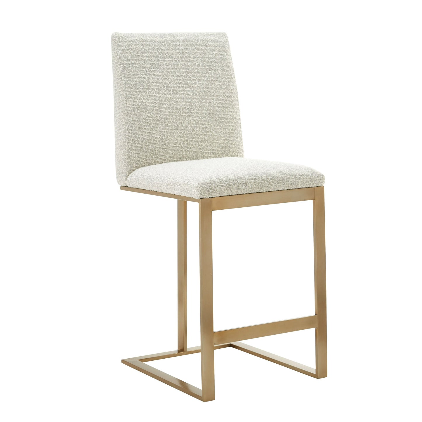 Modrest Frankie Modern Off-White Fabric + Antique Brass Counter Chair - Elegant and Comfortable Seating for a Contemporary Kitchen or Bar Area