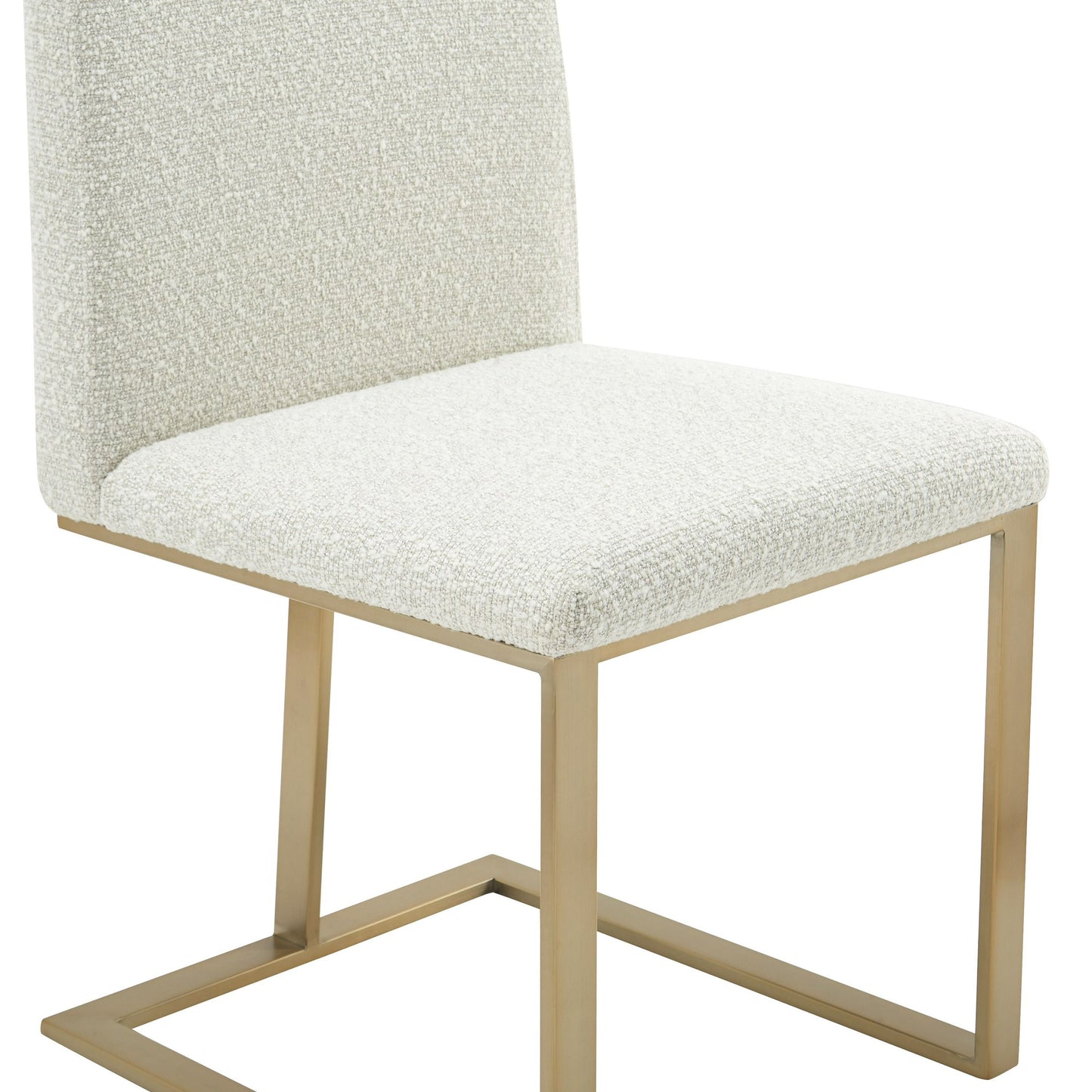 Modrest Frankie Modern Off-White Fabric + Antique Brass Dining Chair - Stylish and Comfortable Seating for a Contemporary Dining Room