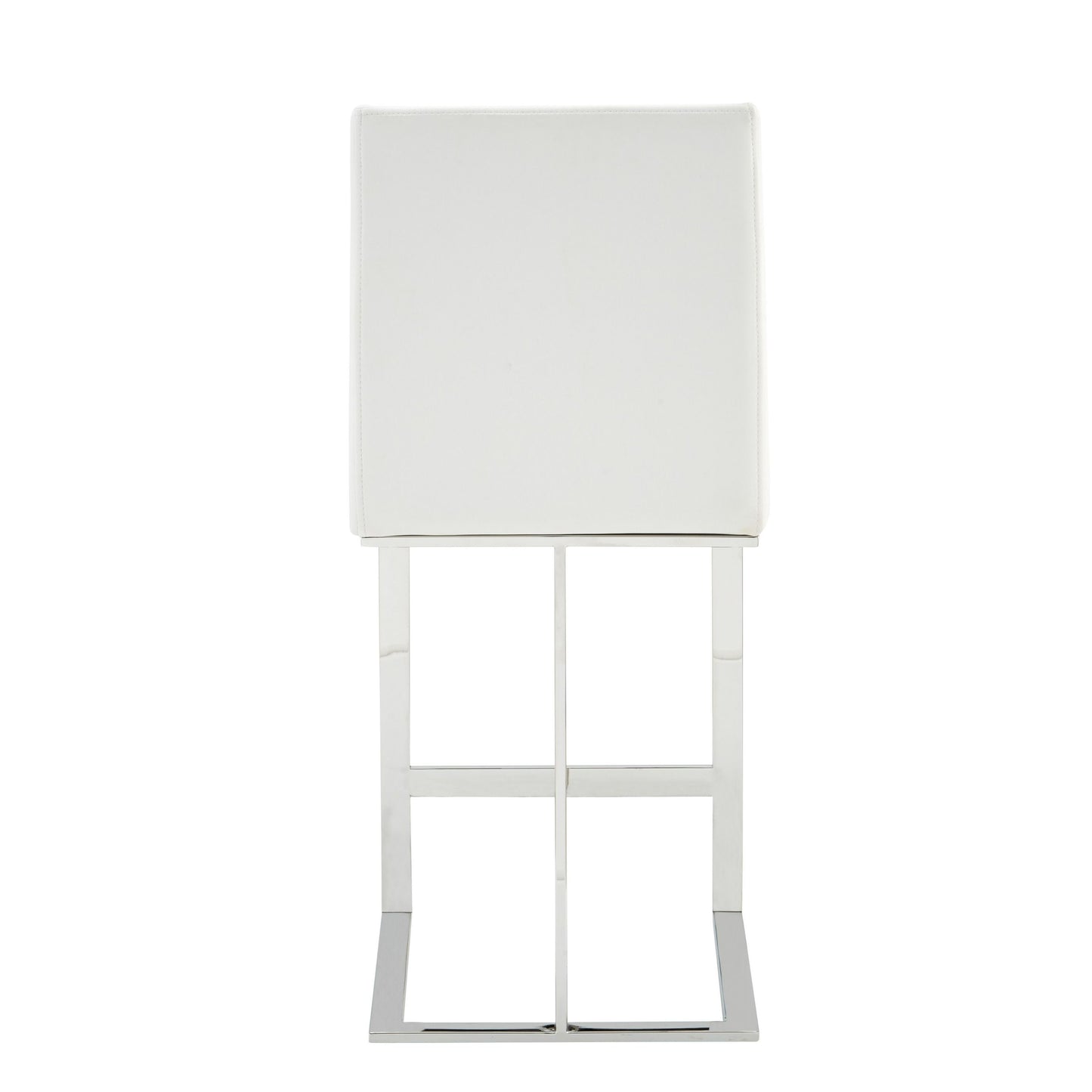 Modrest Frankie Modern White Vegan Leather + Stainless Steel Counter Chair - Sleek and Comfortable Seating for a Contemporary Kitchen or Bar Area
