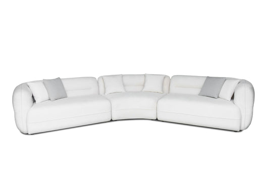 Divani Casa Gypsy Modern Off-White Fabric Curved Sectional Sofa - Stylish and Comfortable Seating for Contemporary Living Rooms