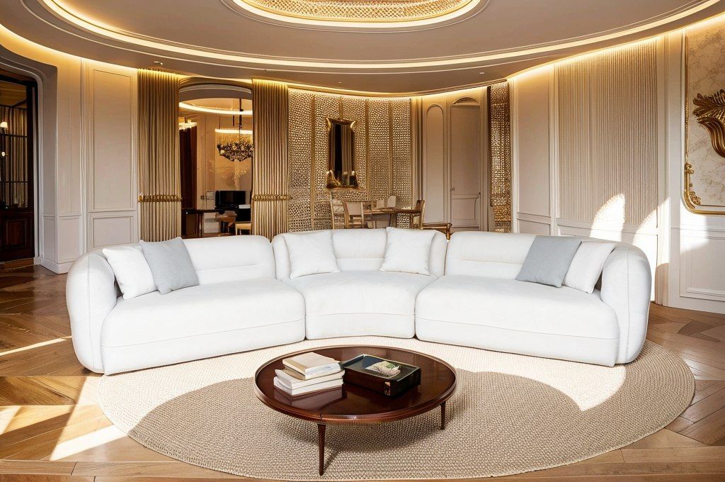 Divani Casa Gypsy Modern Off-White Fabric Curved Sectional Sofa - Stylish and Comfortable Seating for Contemporary Living Rooms
