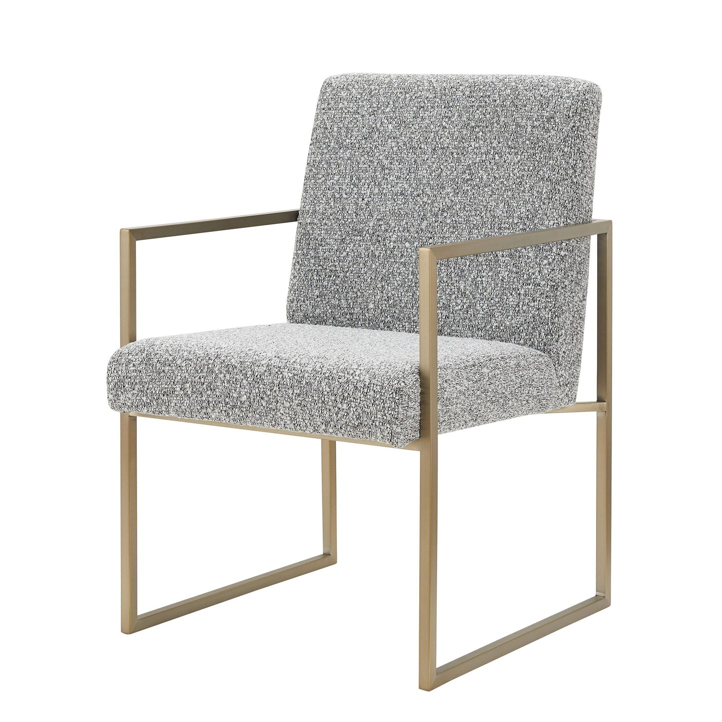 Suzanne Modern Grey Fabric Dining Chair with Antique Brass Legs for Elegant Dining Spaces