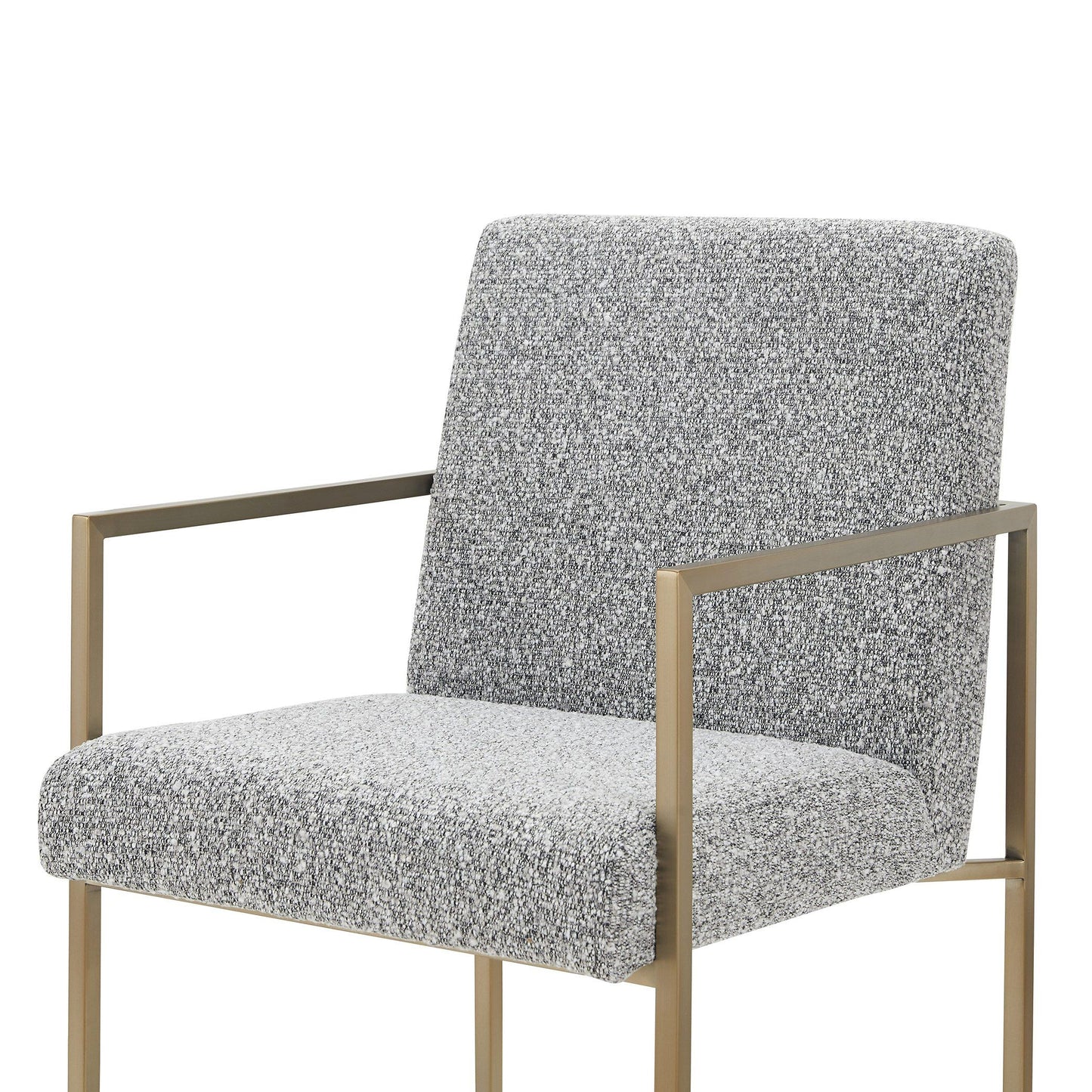Suzanne Modern Grey Fabric Dining Chair with Antique Brass Legs for Elegant Dining Spaces