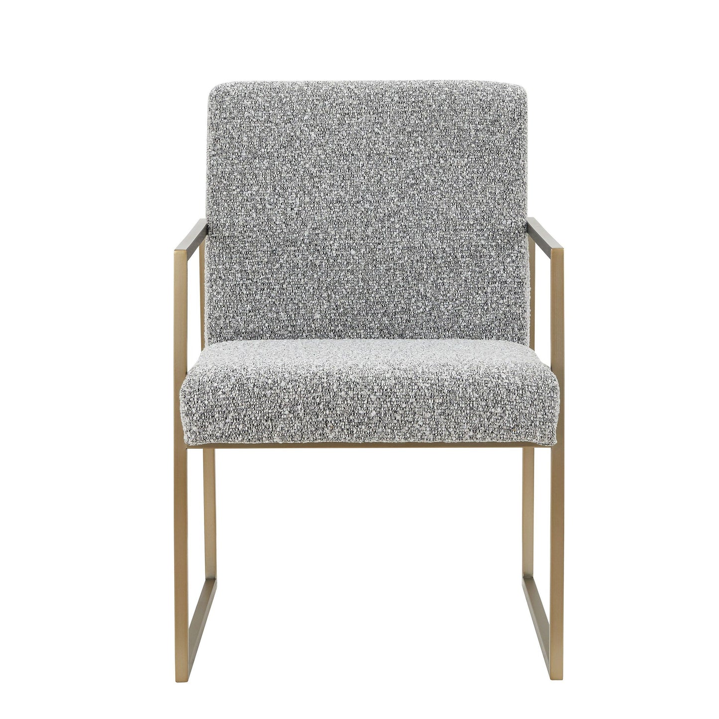 Suzanne Modern Grey Fabric Dining Chair with Antique Brass Legs for Elegant Dining Spaces