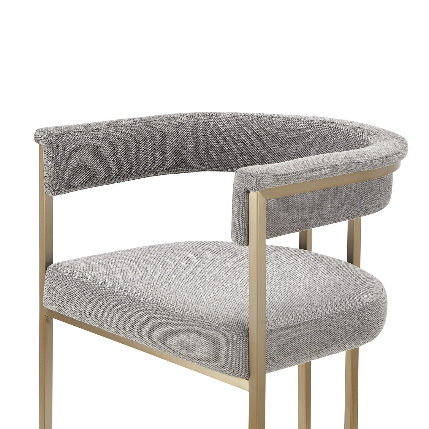 Modrest Byron Modern Grey Fabric Counter Chair with Antique Brass Accents for Stylish Bar Seating