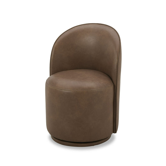 Correa Dining Chair β Modern Brown Vegan Leather Upholstery with Swivel Base
