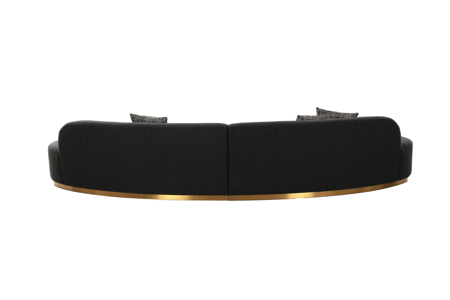 Divani Casa Frontier Glam Black Fabric Curved Sectional Sofa with Grey Pillows - Stylish and Comfortable Seating for Your Living Room